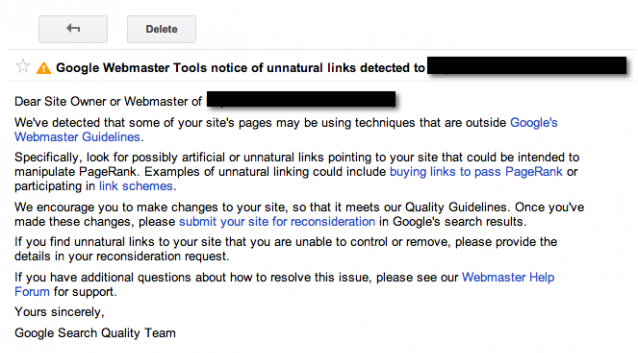 google penalty notice