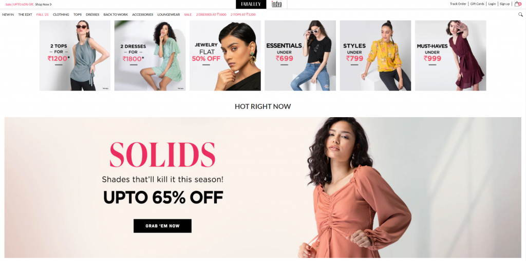 Look and feel of fashionable ecommerce site