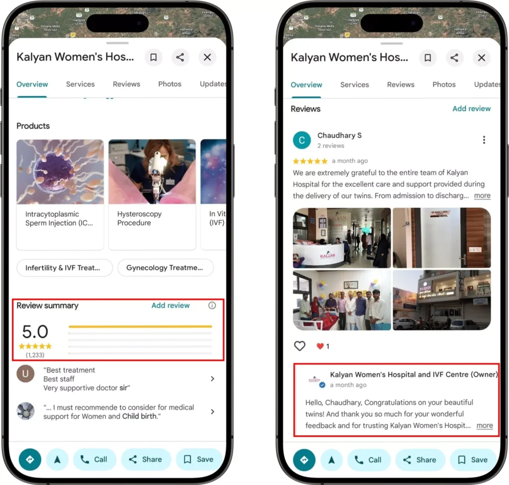 Managing patient reviews on Google Business Profile for hospitals and clinics