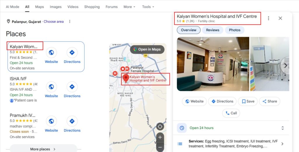 Google Business Profile with correct healthcare business name